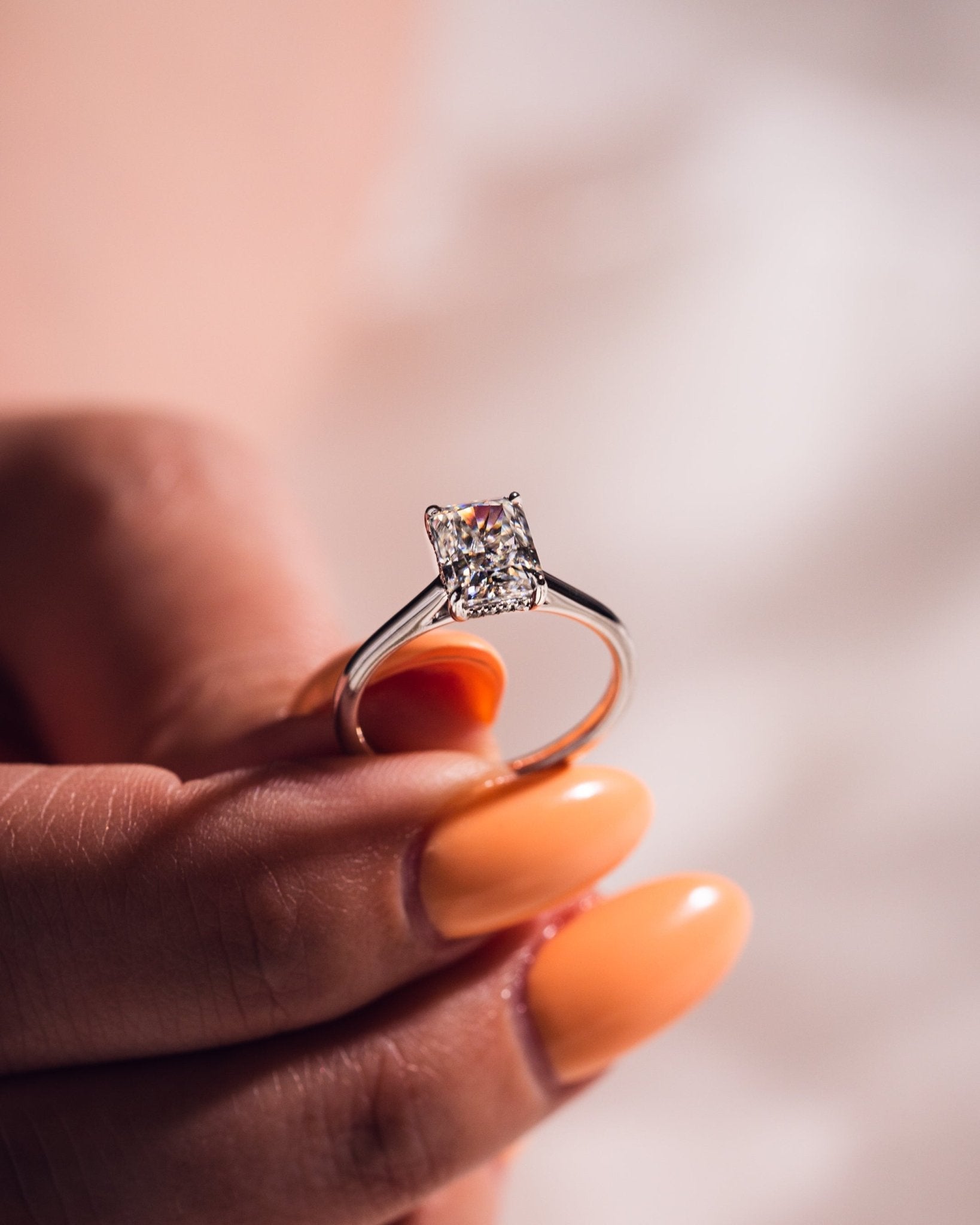 Cushion Hidden Halo Lab Grown Diamond Engagement Ring